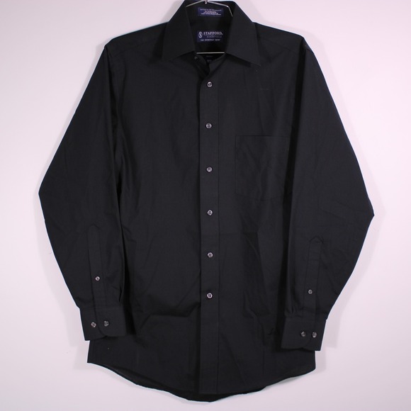 Stafford Everyday Shirts Mens 14.5/32-33 Black Long Sleeve Dress Broadcloth‎ - Picture 1 of 13